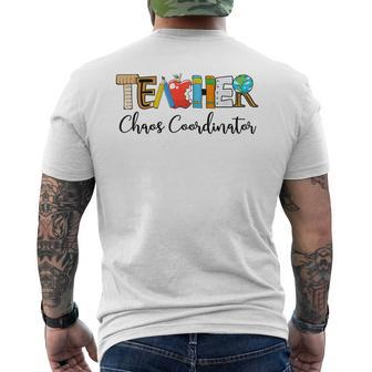 Teacher Apple Ruler Pencil Book Notebook Chaos Coordinator Men's T-shirt Back Print - Monsterry