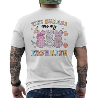 Teacher Tiny Humans Are My Favorite Easter Women Men's T-shirt Back Print | Mazezy