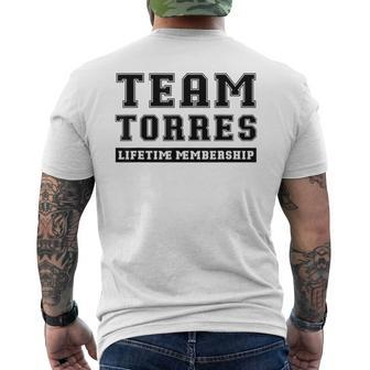 Team Torres Lifetime Membership Family Last Name Men's T-shirt Back Print - Seseable
