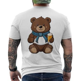 Teddy Bear Has A Beer In His Paws Men's Day Father's Day Men's T-shirt Back Print - Seseable