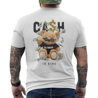 Teddy Cash Bear Billionaire Rich Money Millionaire King Men's T-shirt Back Print - Monsterry UK