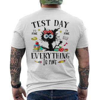 Test Day Stressed Teachers & Students Testing Cat Men's T-shirt Back Print | Mazezy DE