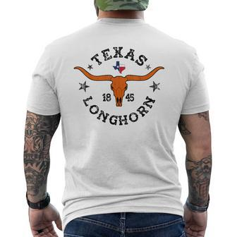 Texas 1845 Vintage Longhorn Cowboy And Rodeo Fan Men's T-shirt Back Print - Monsterry CA