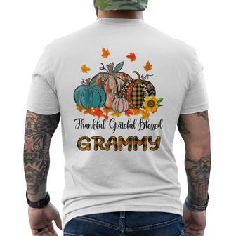Thankful Grateful Blessed Grammy Pumpkins Thanksgiving V4 Mens Back Print T-shirt - Thegiftio