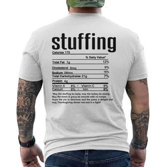 Thanksgiving Christmas Stuffing Nutritional Facts Men's T-shirt Back Print - Monsterry