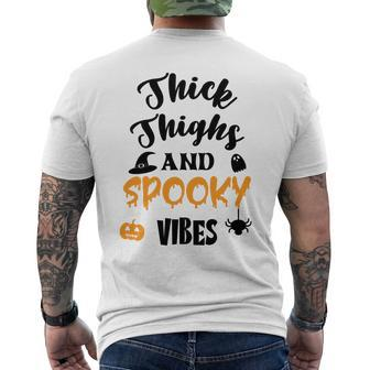 Thick Thights And Spooky Vibes Halloween Party Mens Back Print T-shirt - Thegiftio UK