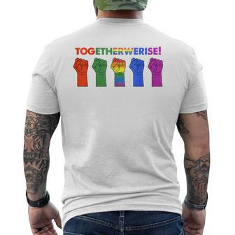 Together We Rise The First Pride Was A Riot Lgbt Pride Men's T-shirt Back Print - Monsterry