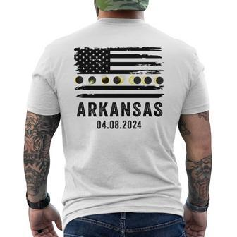 Total Solar Eclipse 2024 Totality Arkansas Usa American Flag Men's T-shirt Back Print - Monsterry UK
