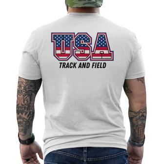 Track And Field Usa Team Sport Patriotic American Flag Men's T-shirt Back Print - Seseable