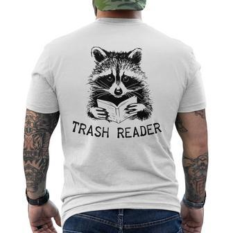 Trash Reader Bookish Raccoon Book Lover Opossum Meme Men's T-shirt Back Print - Monsterry