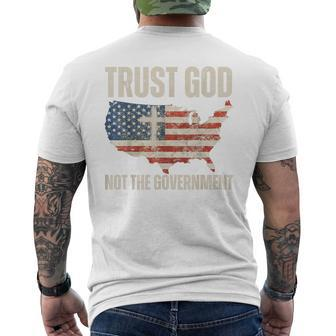 Trust God Not The Government Christian Faith America Flag Men's T-shirt Back Print - Monsterry CA