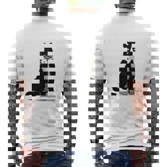Tuxedo Cat Mens Back Print T-shirt - Thegiftio