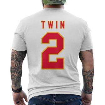 Twin 2 Matching Adult Kid Jersey Twin Brother Men's T-shirt Back Print - Monsterry