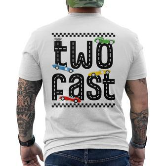 Two Fast 2 Curious Birthday 2 Years Old Race Car Speed Men's T-shirt Back Print | Mazezy