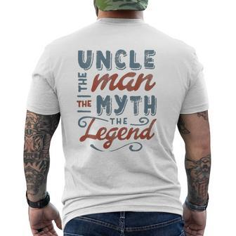 Uncle The Man Myth Legend Father's Day Men's Mens Back Print T-shirt | Mazezy