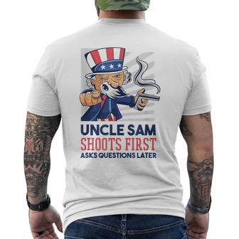 Uncle Sam Shoots First Asks Questions Later Men's T-shirt Back Print - Monsterry AU