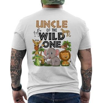 Uncle Of The Wild One Birthday 1St Safari Jungle Family Men's T-shirt Back Print - Monsterry
