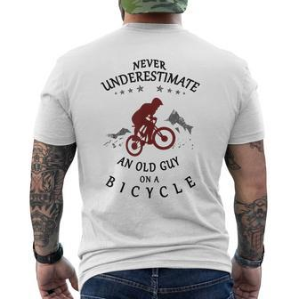 Never Underestimate An Old Guy On A Bicycle Bike Cyclists Men's T-shirt Back Print - Thegiftio UK
