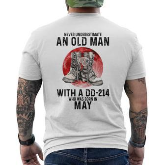 Never Underestimate An Old Man Dd 214 Was Born In May Men's T-shirt Back Print - Seseable