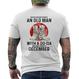 Never Underestimate An Old Man With A Dd-214 December Mens Back Print T-shirt | Mazezy