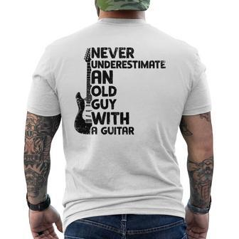Never Underestimate An Old Man With A Guitar Guitar Men's T-shirt Back Print - Monsterry CA