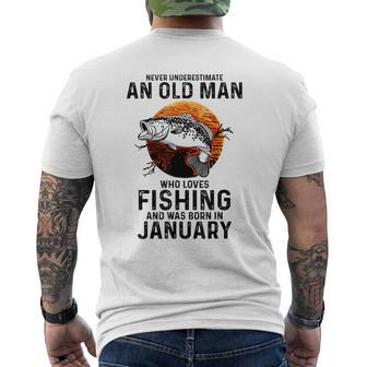 Never Underestimate Old Man Who Love Fishing Born In January Men's T-shirt Back Print | Mazezy DE