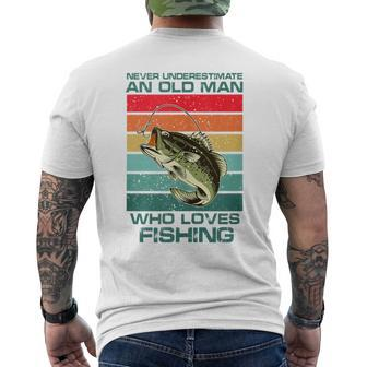 Never Underestimate A Old Man Who Loves Fishing Bass Vintage Men's T-shirt Back Print - Thegiftio UK