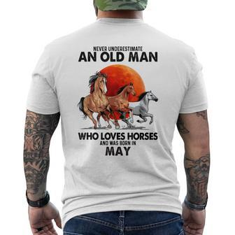 Never Underestimate An Old Man Who Loves Horses And Was Bor Men's T-shirt Back Print - Thegiftio UK