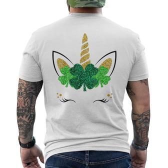 Unicorn Face St Patrick's Day Girls Men's T-shirt Back Print - Monsterry