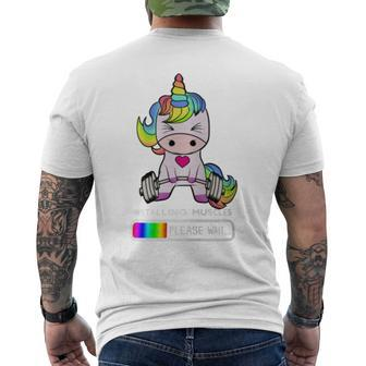 Unicorn Gym Installing Muscles Unicorn Weightlifting Men's T-shirt Back Print - Monsterry