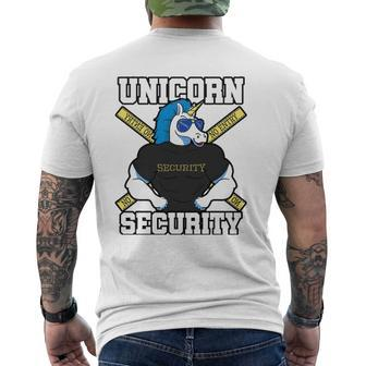 Unicorn Security Daddy Unicorn Sunglasses Fathers Day Mens Back Print T-shirt | Mazezy
