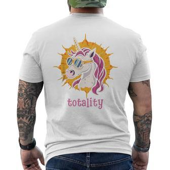 Unicorn Wearing Solar Eclipse Glasses Totality Solar Eclipse Men's T-shirt Back Print - Monsterry DE