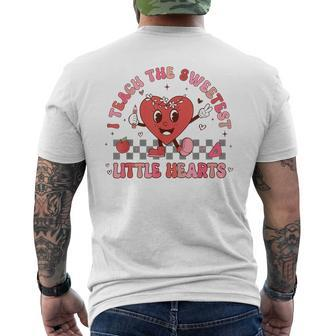 Valentines Day I Teach The Sweetest Little Hearts Teachers Men's T-shirt Back Print - Seseable