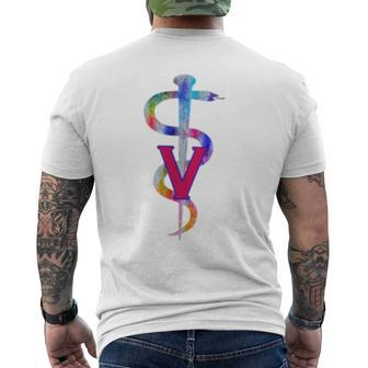 Veterinary V Caduceus Vet Veterinarian Men's T-shirt Back Print - Monsterry