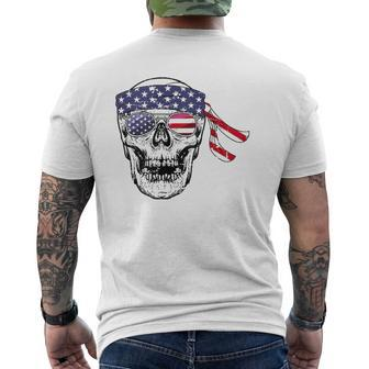 Vintage 4Th Of July Skull Graphic Art Us Flag Patriotic Mens Back Print T-shirt | Mazezy