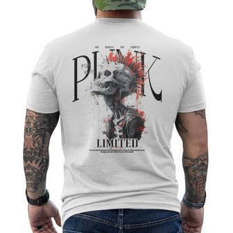 Vintage Backprint Biker Rocker Skull Punk Horror Skull T-Shirt mit Rückendruck - Seseable