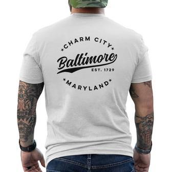 Vintage Baltimore Charm City Maryland Mens Back Print T-shirt - Thegiftio UK