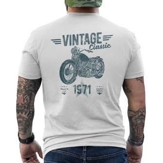 Vintage Born 1971 Birthday Classic Retro Motorbike Men's T-shirt Back Print - Monsterry