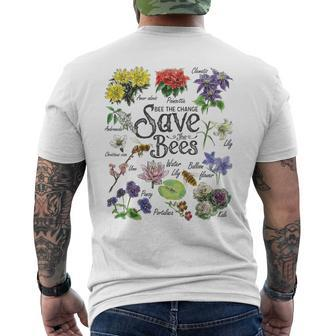 Vintage Botanical Save The Bees Men's T-shirt Back Print - Monsterry