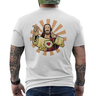 Vintage Buddy Christ Men's T-shirt Back Print - Monsterry AU