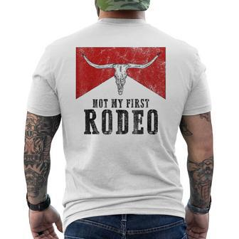Vintage Bull Skull Western Life Country Not My First Rodeo Men's T-shirt Back Print - Monsterry UK