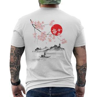 Vintage Cherry Blossom Sakura Japanese Art Sakura Men's T-shirt Back Print - Monsterry UK