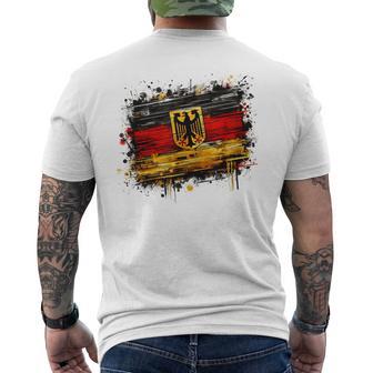 Vintage Deutsch Banner Fan Deutschland Flagge Retro Kunst T-Shirt mit Rückendruck - Geschenkecke