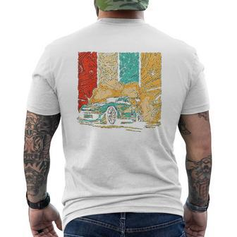 Vintage Drift Car Retro Drifting Racecar Motive Mens Back Print T-shirt - Seseable