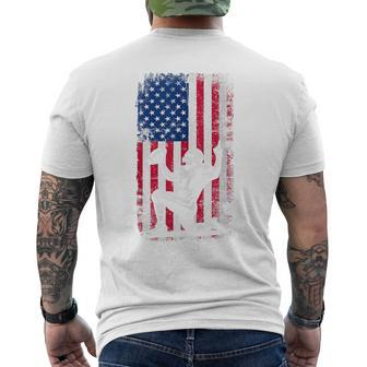 Vintage Football American Flag For Dad And Father's Day Men's T-shirt Back Print - Seseable