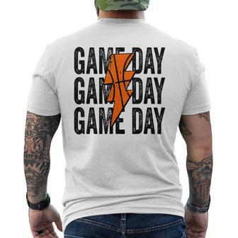 Vintage Game Day Basketball Lightning Bolt Team Sport Men's T-shirt Back Print - Monsterry DE