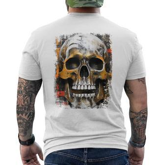 Vintage Graffiti Biker Rocker Skull Horror Skull Men's T-shirt Back Print - Monsterry