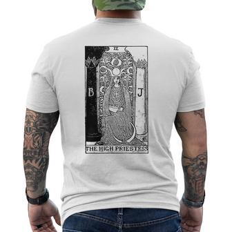 Vintage High Priestess Tarot Card Men's T-shirt Back Print - Monsterry AU