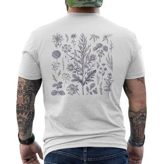 Vintage-Inspirierte Blume Botanischer Naturforscher T-Shirt mit Rückendruck - Seseable