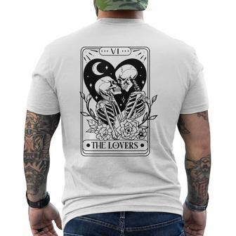 Vintage The Lovers Tarot Card Skeleton Skull Loves Tarot Men's T-shirt Back Print - Seseable